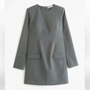Abercrombie & Fitch Long-Sleeve Tailored Mini Dress Dark Gray Sz. S NWT